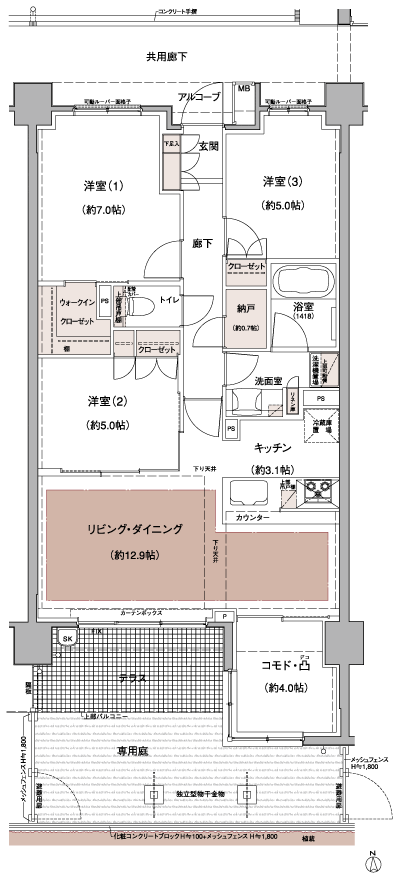Floor: 3LDK + Komodo ・ Convex + WIC + N, the occupied area: 79.86 sq m, Price: TBD