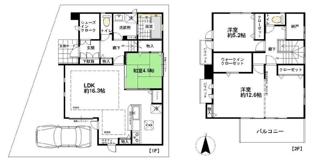 Floor plan. 44,400,000 yen, 3LDK + S (storeroom), Land area 109.46 sq m , Building area 102.06 sq m 3LDK + walk-in closet + storeroom