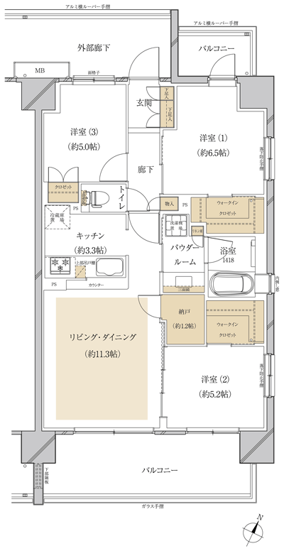 Floor: 3LDK, occupied area: 72.45 sq m, Price: TBD