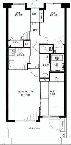 Floor plan. 3LDK, Price 21,800,000 yen, Footprint 66.5 sq m , Balcony area 9.66 sq m