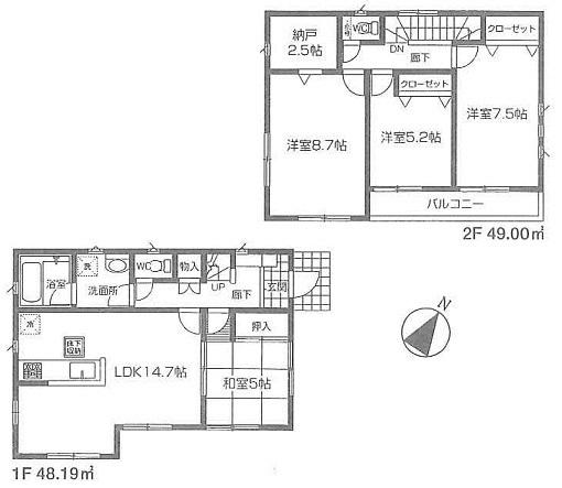 Floor plan. 32,800,000 yen, 4LDK, Land area 180.38 sq m , Building area 97.19 sq m floor plan