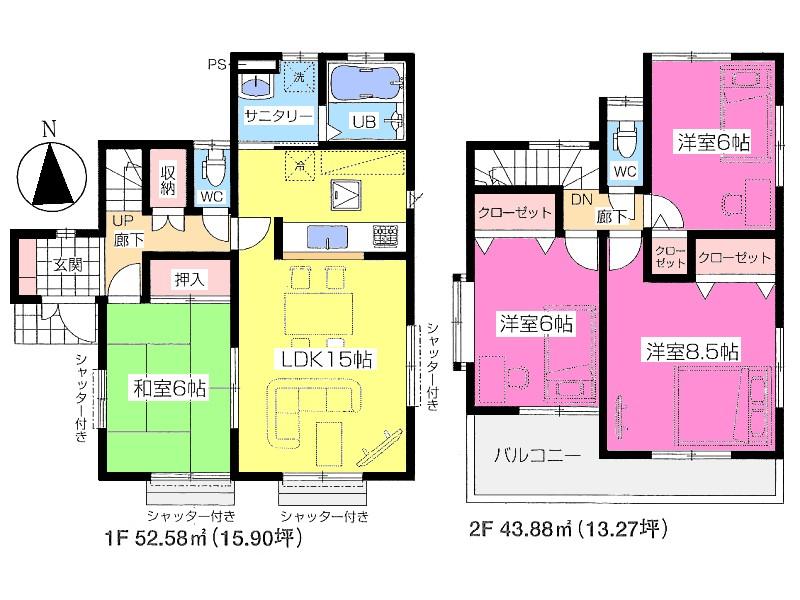 Floor plan. 29,800,000 yen, 4LDK, Land area 121.57 sq m , Building area 96.46 sq m floor plan