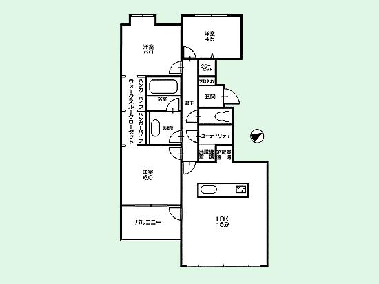 Floor plan. 3LDK, Price 28.8 million yen, Occupied area 74.25 sq m , Balcony area 6 sq m