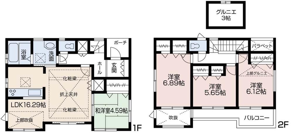 Floor plan. (3 Building), Price 30,800,000 yen, 4LDK, Land area 121.91 sq m , Building area 95.23 sq m