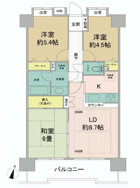 Floor plan. 3LDK, Price 17.8 million yen, Footprint 60.3 sq m , Balcony area 9.6 sq m