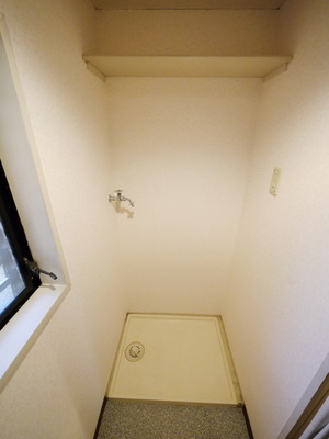 Washroom. Washing machine in the room