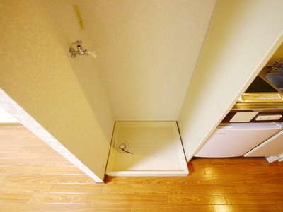 Washroom. Washing machine in the room