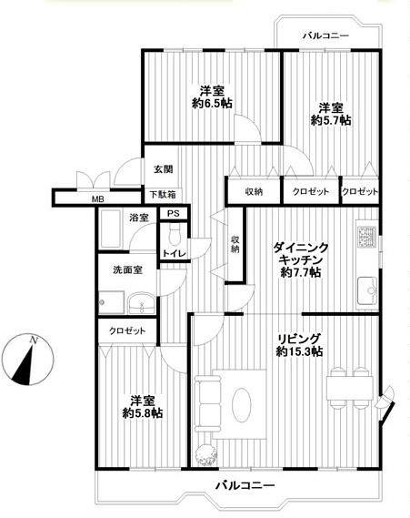 Floor plan. 3LDK, Price 16.5 million yen, Occupied area 98.48 sq m , Spacious living room of the balcony area 14.14 sq m 23 Pledge