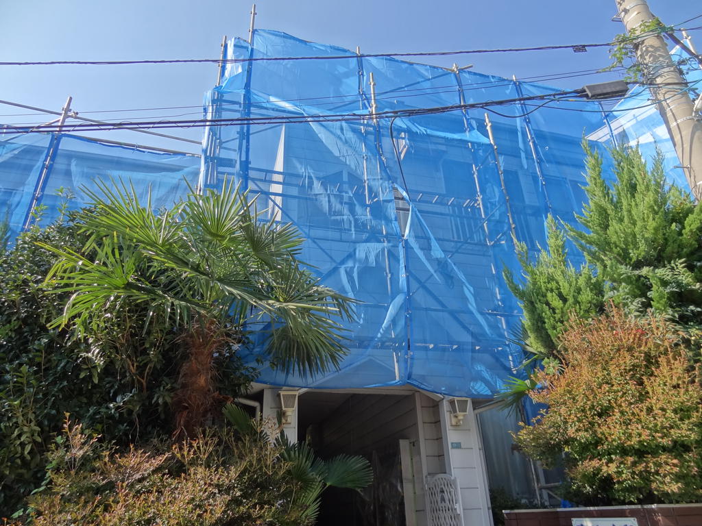 Building appearance. Renovation work in