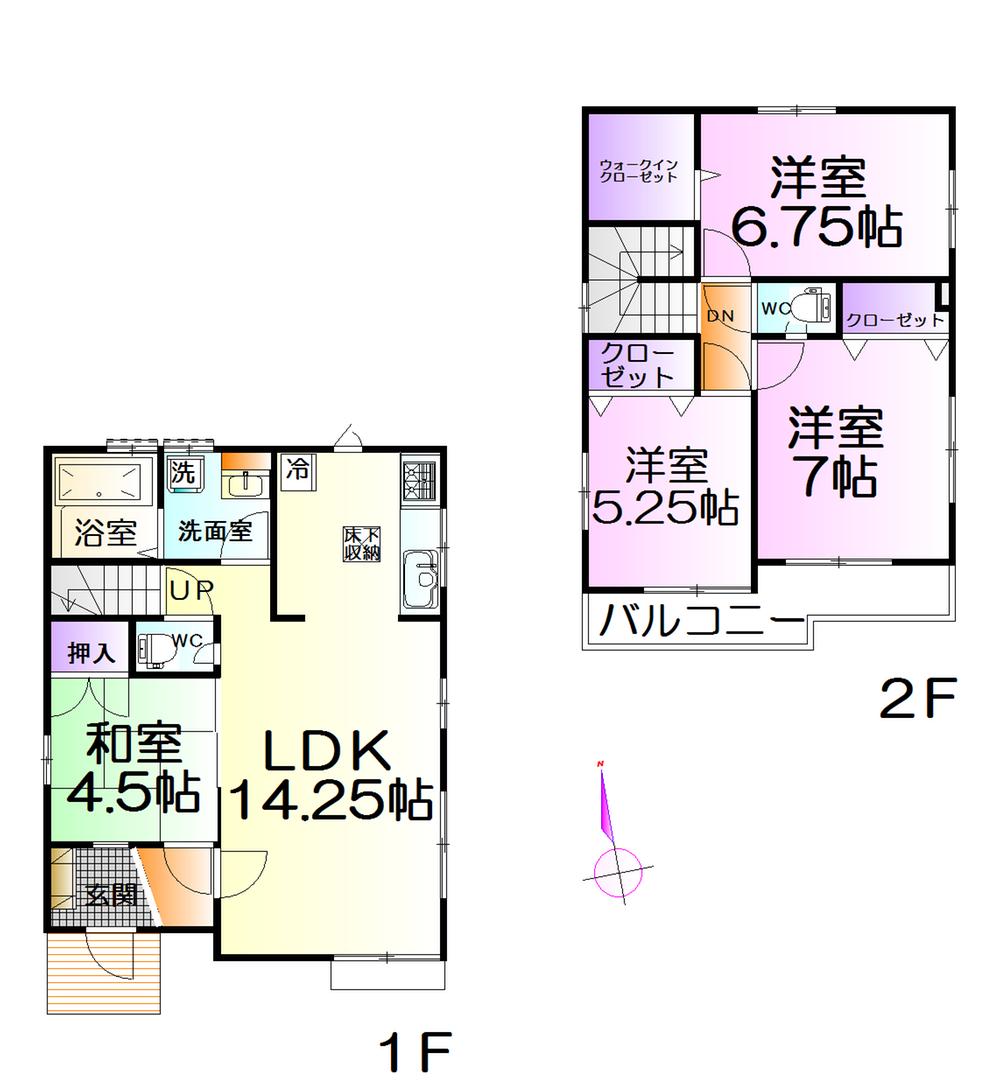 Floor plan. (Building 2), Price 30,800,000 yen, 3LDK+S, Land area 100 sq m , Building area 91.5 sq m