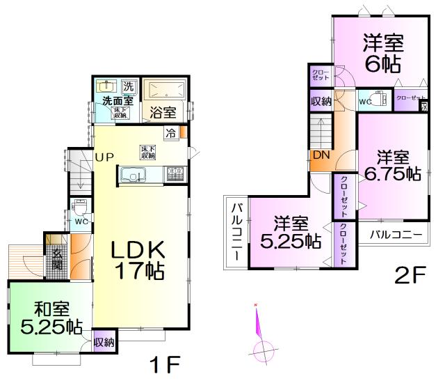 Floor plan. (3 Building), Price 33,800,000 yen, 4LDK, Land area 100 sq m , Building area 93.57 sq m