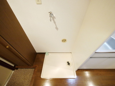 Washroom. Washing machine in the room