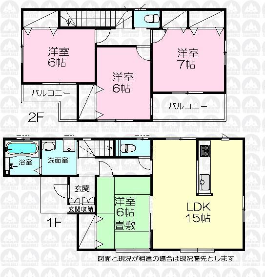 Floor plan. (1 Building), Price 25,400,000 yen, 4LDK, Land area 105.05 sq m , Building area 96.88 sq m