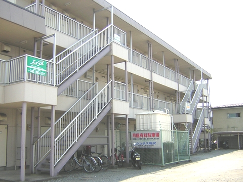 Building appearance. Entrance side appearance