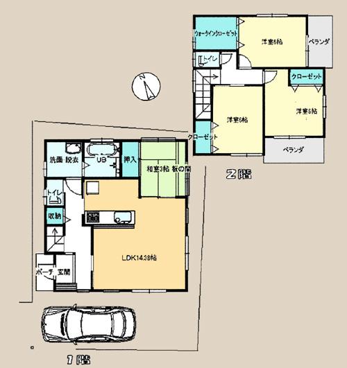 Floor plan. 23.8 million yen, 4LDK + S (storeroom), Land area 87.53 sq m , Building area 93.15 sq m floor plan
