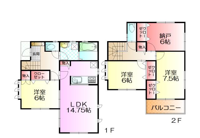 Floor plan. (1 Building), Price 37,800,000 yen, 3LDK+S, Land area 100.02 sq m , Building area 99.74 sq m
