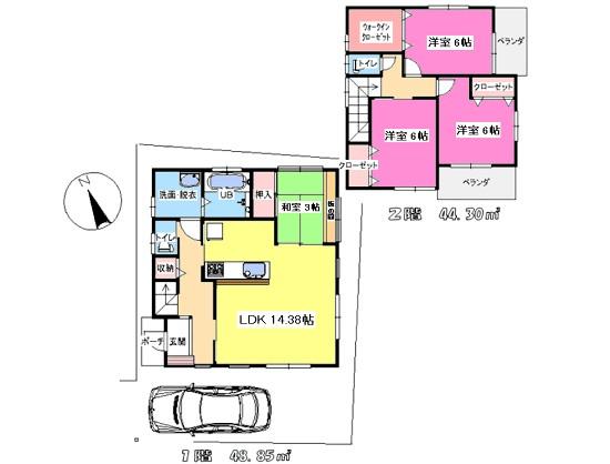 Floor plan. 23.8 million yen, 4LDK, Land area 87.53 sq m , Building area 93.15 sq m floor plan