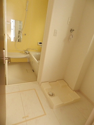 Washroom. Washing machine in the room