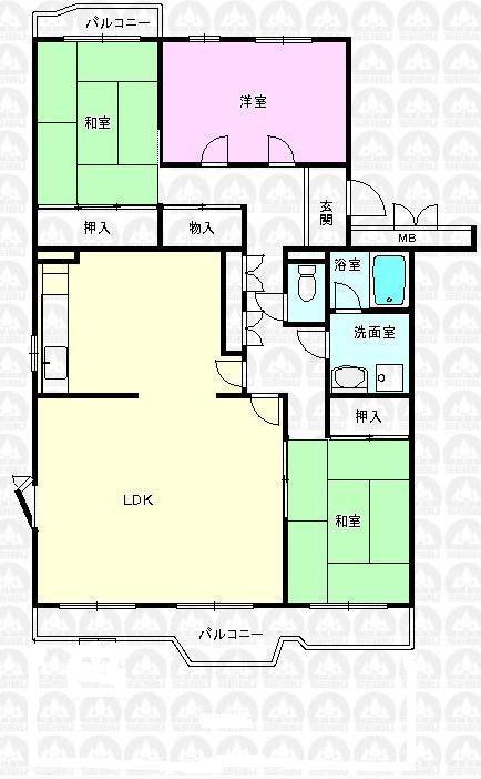 Floor plan. 3LDK, Price 17.8 million yen, Occupied area 98.48 sq m , Balcony area 14.14 sq m floor plan