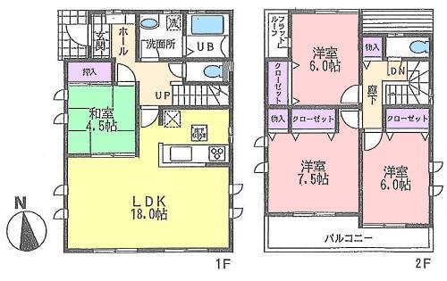 Floor plan. 26,800,000 yen, 4LDK, Land area 129.37 sq m , Building area 102.68 sq m floor plan