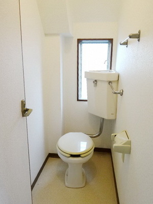 Toilet. Bright there is a window!