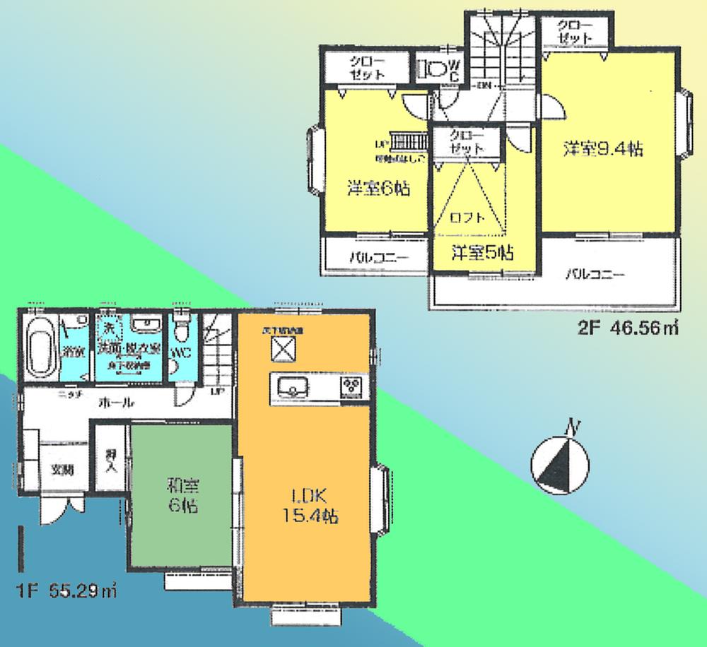 Floor plan. 44,800,000 yen, 4LDK, Land area 150.59 sq m , Building area 101.85 sq m