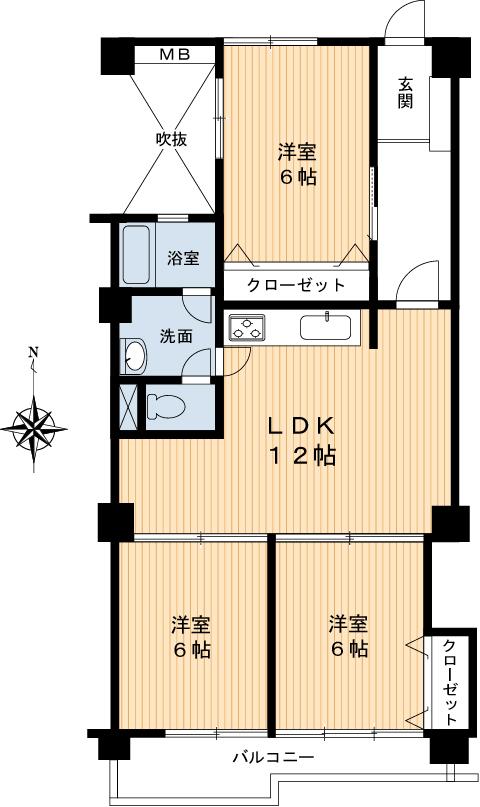 Floor plan. 3LDK, Price 11.8 million yen, Occupied area 68.04 sq m , Balcony area 7.27 sq m