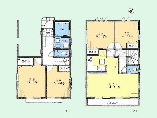 Floor plan. 24,800,000 yen, 4LDK, Land area 97.27 sq m , Building area 101.02 sq m
