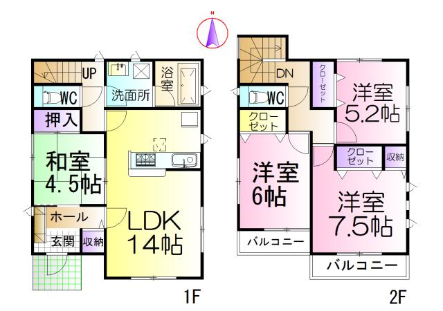 Floor plan. (1 Building), Price 27,800,000 yen, 4LDK, Land area 109.14 sq m , Building area 92.34 sq m