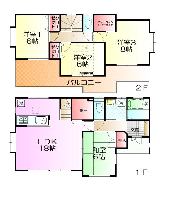 Floor plan. 27,800,000 yen, 4LDK + S (storeroom), Land area 180.69 sq m , Building area 102.05 sq m