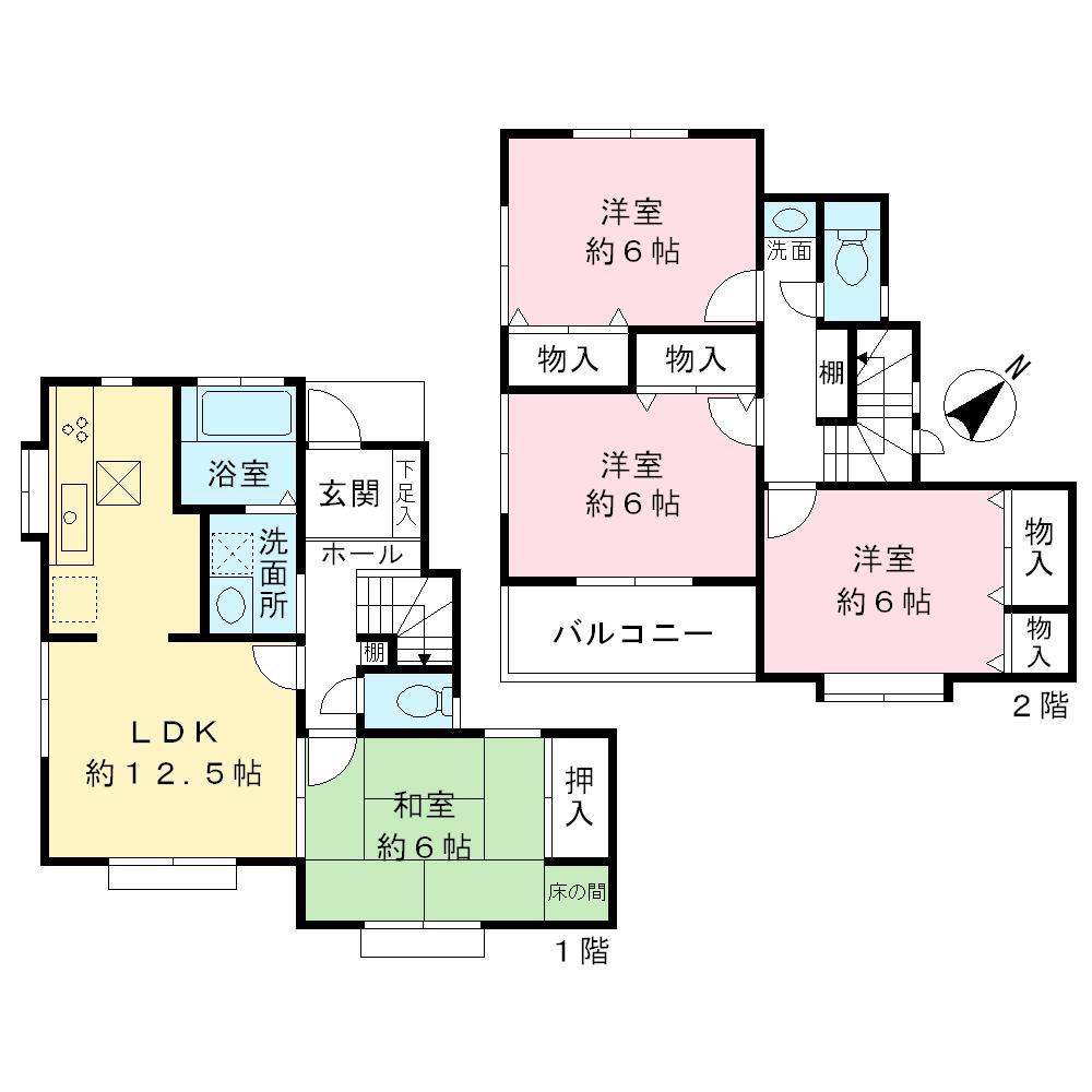 Floor plan. 20.8 million yen, 4LDK, Land area 105.62 sq m , Building area 89.64 sq m