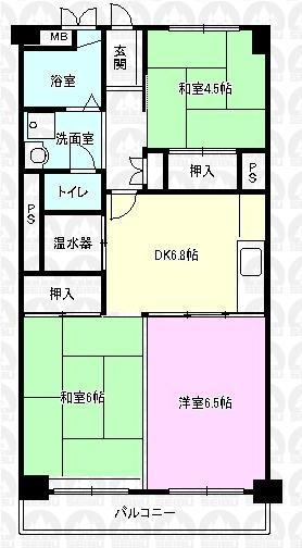 Floor plan. 3LDK, Price 8.8 million yen, Footprint 56.8 sq m , Balcony area 7.08 sq m floor plan