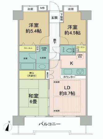 Floor plan. 3LDK, Price 17.8 million yen, Footprint 60.3 sq m , Balcony area 9.6 sq m