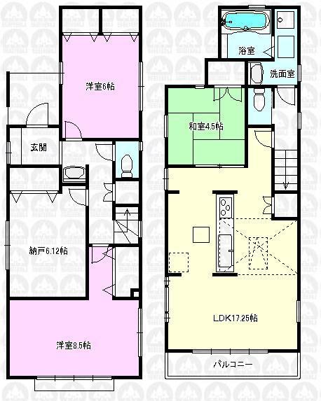 Floor plan. (Building 2), Price 31,800,000 yen, 3LDK+S, Land area 100.05 sq m , Building area 96.58 sq m