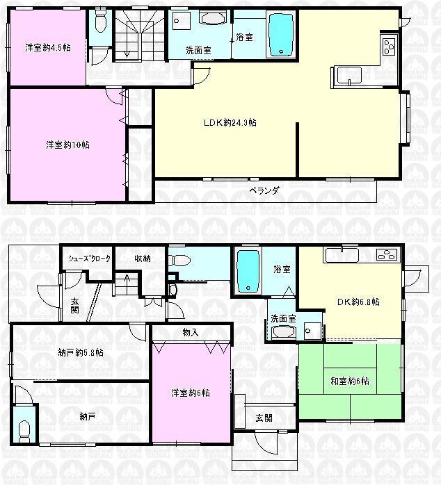 Floor plan. 61,800,000 yen, 4LDDKK + 2S (storeroom), Land area 203.86 sq m , Building area 177.25 sq m floor plan