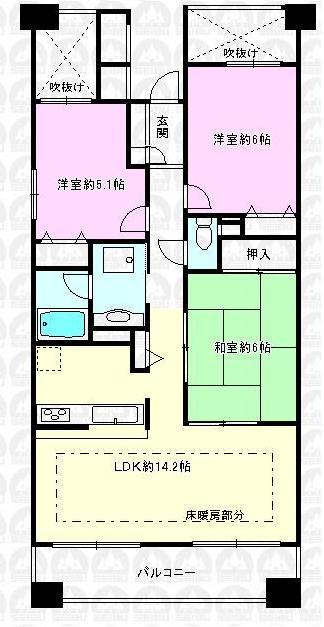 Floor plan. 3LDK, Price 25,800,000 yen, Occupied area 67.99 sq m , Balcony area 12.2 sq m floor plan