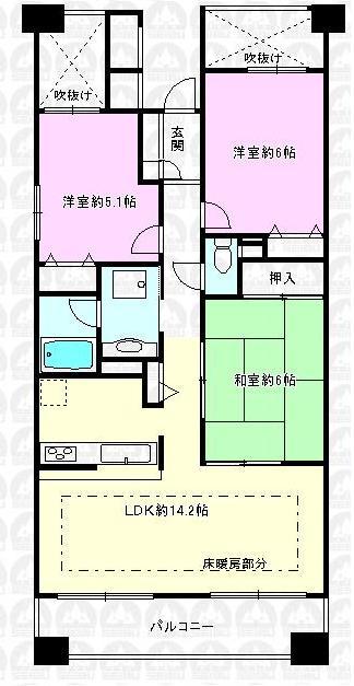 Floor plan. 3LDK, Price 25,800,000 yen, Occupied area 67.99 sq m , Balcony area 12.2 sq m floor plan