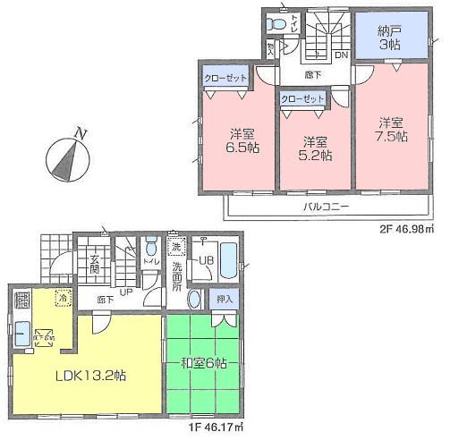 Floor plan. 32,800,000 yen, 4LDK, Land area 108.43 sq m , Building area 93.15 sq m floor plan