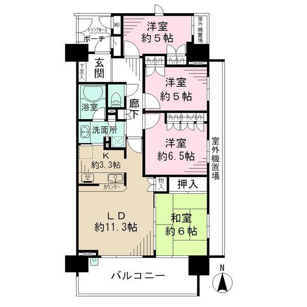 Floor plan. 4LDK, Price 33,500,000 yen, Footprint 83.1 sq m , Balcony area 13 sq m