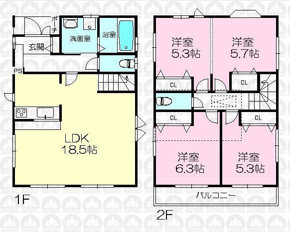 Floor plan. (A Building), Price 31,800,000 yen, 4LDK, Land area 90.26 sq m , Building area 100.46 sq m