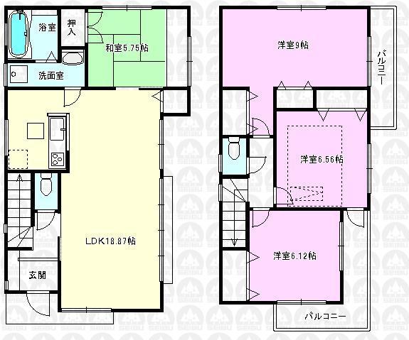 Floor plan. (1 Building), Price 45,800,000 yen, 4LDK, Land area 106.83 sq m , Building area 99.83 sq m