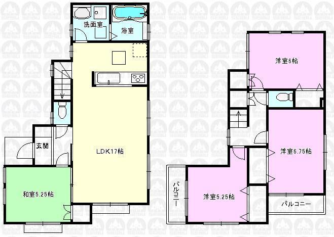 Floor plan. (3 Building), Price 33,800,000 yen, 4LDK, Land area 100 sq m , Building area 93.57 sq m