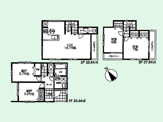 Floor plan. 37,800,000 yen, 4LDK, Land area 90.66 sq m , Building area 99.22 sq m