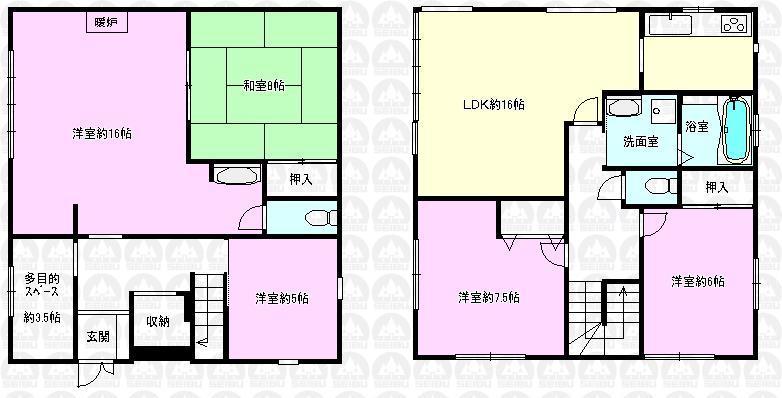 Floor plan. 49,800,000 yen, 5LDK + S (storeroom), Land area 198.88 sq m , Building area 153.84 sq m floor plan