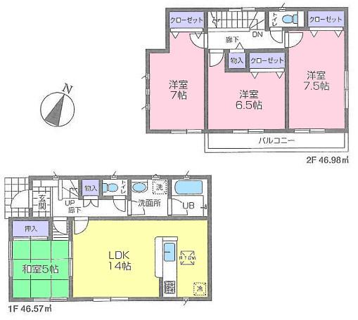 Floor plan. 34,800,000 yen, 4LDK, Land area 101.74 sq m , Building area 93.55 sq m floor plan
