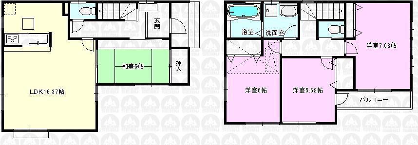 Floor plan. (1 Building), Price 34,800,000 yen, 4LDK, Land area 82.64 sq m , Building area 95.63 sq m