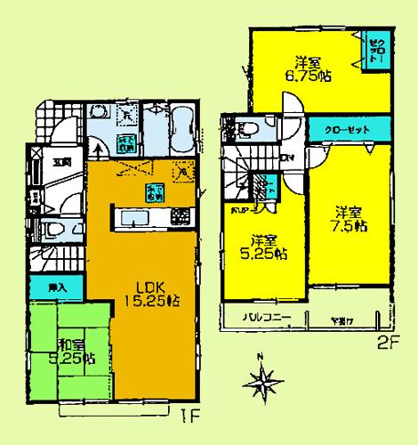 Floor plan. (5 Building), Price 31,300,000 yen, 4LDK, Land area 100 sq m , Building area 93.15 sq m