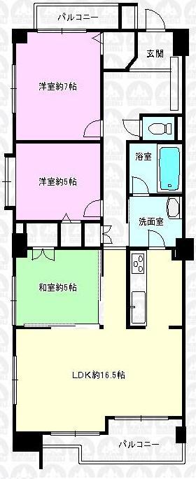 Floor plan. 3LDK, Price 31,800,000 yen, Occupied area 77.67 sq m , Balcony area 11.77 sq m floor plan