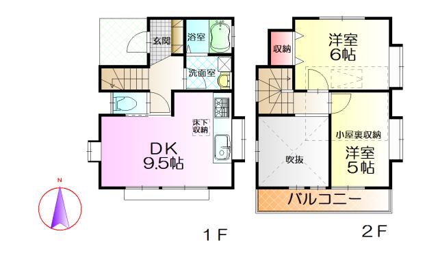 Floor plan. 18,800,000 yen, 2DK, Land area 61.58 sq m , Building area 49.66 sq m