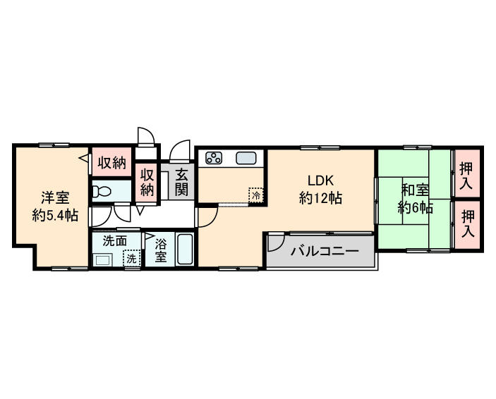 Floor plan. 2LDK, Price 16.8 million yen, Occupied area 64.27 sq m , Balcony area 5.2 sq m